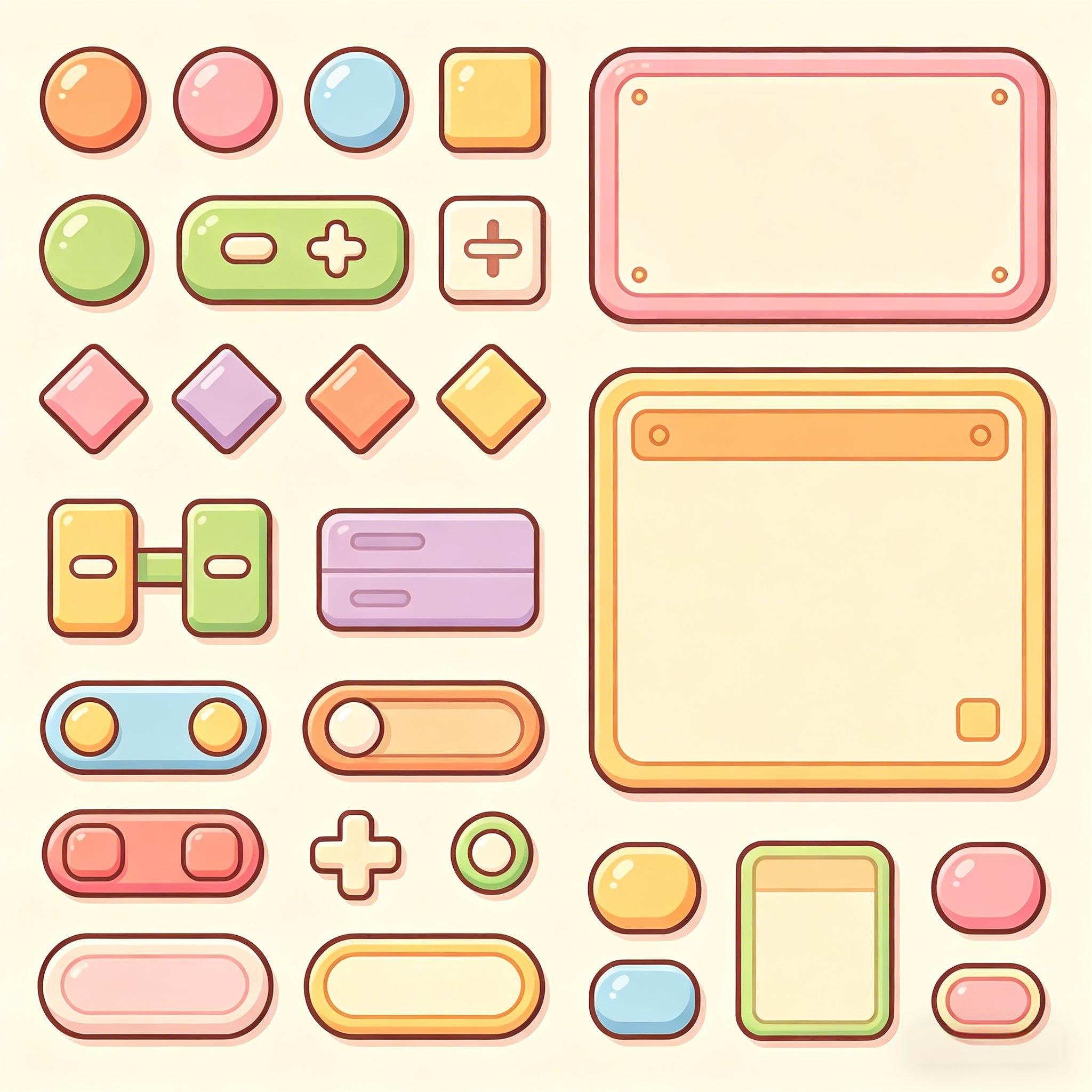 马卡龙糖果风游戏 UI 套件